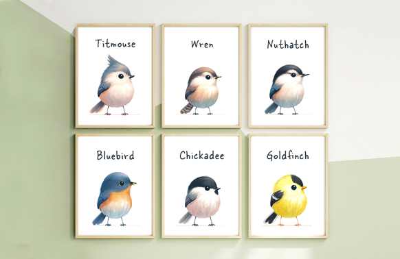 Cerebral Sprouts Digital Bird Prints